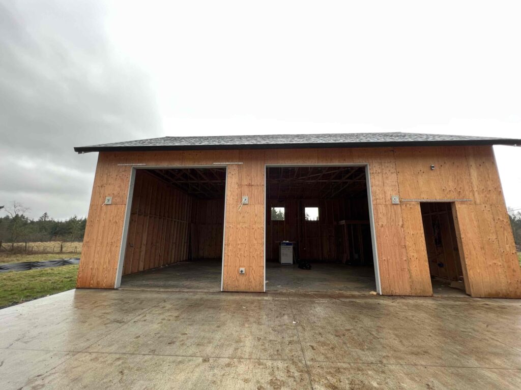 Newly constructed garage doors