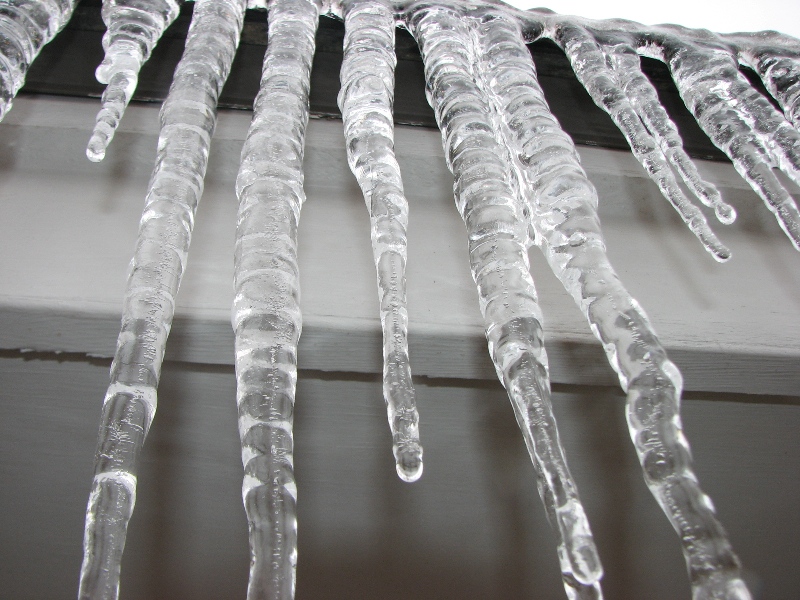 icicles hanging from a garage