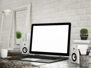Mock UP laptop, white room background