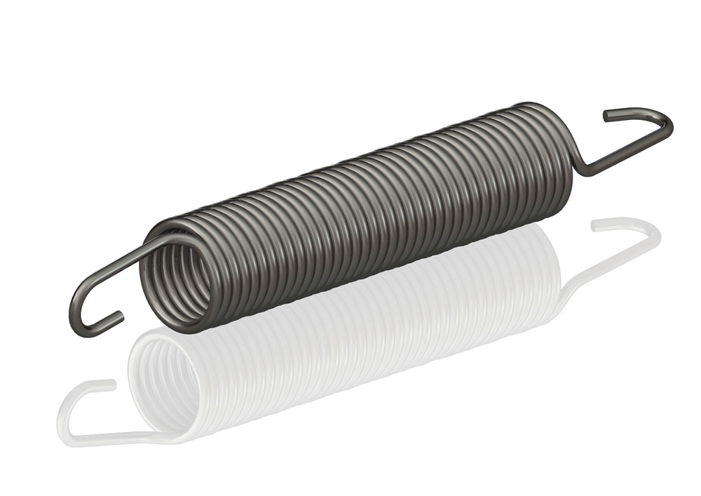 An illustration of a torsion spring is seen on a white background.